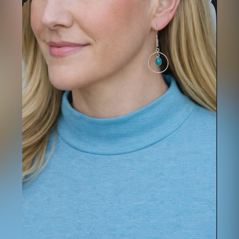 Healing Feminine Energy & Communication Larimar in 925 Silver Dainty Earrings
